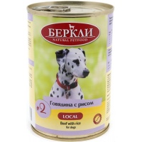 Беркли Local консервы для собак №2 Говядина с рисом, 400 г