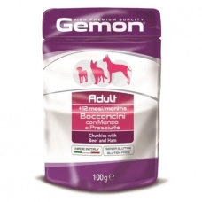 Gemon Dog Pouch паучи для собак кусочки говядины с ветчиной 100г